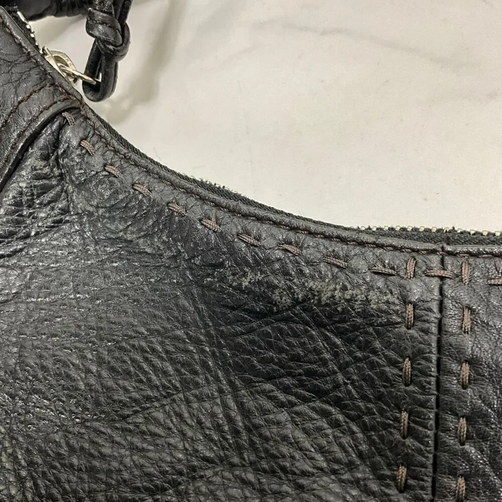 COLE HAAN Black Leather Hobo Shoulder Bag